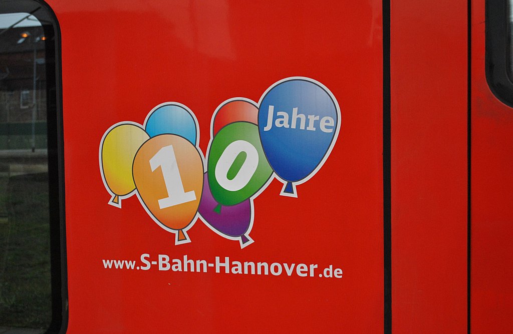 10 Jahre S-Bahn Hannover am Triebwagen am 19.11.2010 in Lehrte.