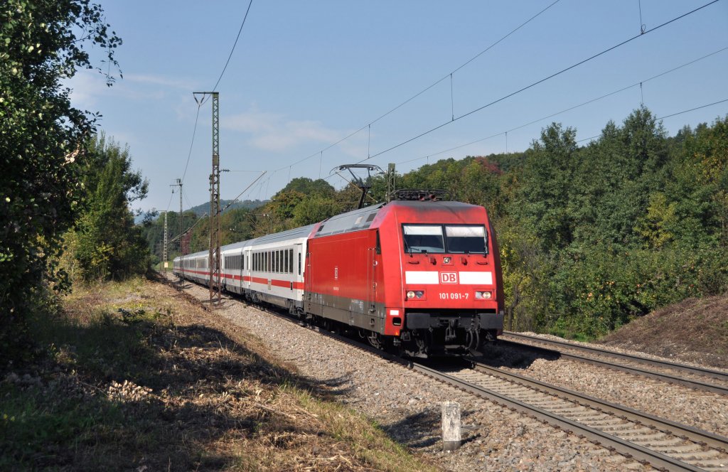 101 091 mit IC 2261 nach Mnchen in Gingen am 23.9.2010