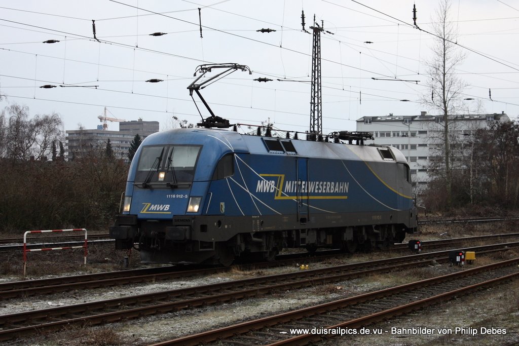 1116 912-5 (MWB) wird am 6. Mrz 2010 um 9:45 Uhr in Krefeld abgestellt