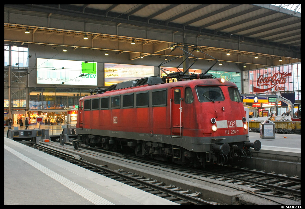 113 268 hatte am 05.03.11 auf und Abstelldienst im Mnchener Hauptbahnhof.