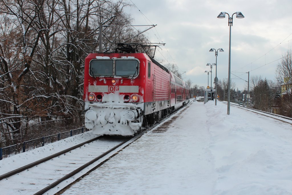 143 093-3 mit RB in Zwickau Plbitz auf dem Weg nach Freiberg (Sachs). 21.02.2013