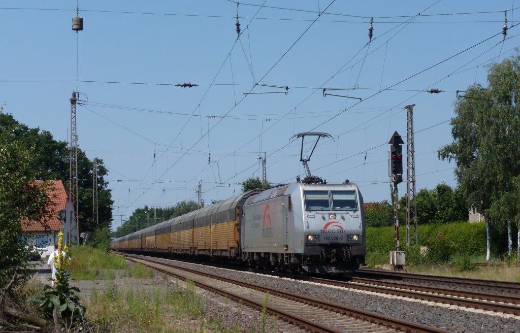 185 538-6 fuhr am 25.07.2012 mit einem Gterzug durch Langwedel.