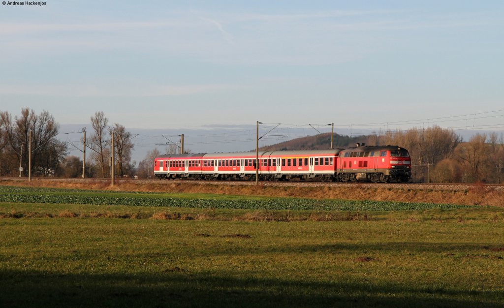 218 409-1 mit dem IRE 3215 (Neustadt(Schwarzw)-Ulm Hbf) bei Pfohren 19.11.11