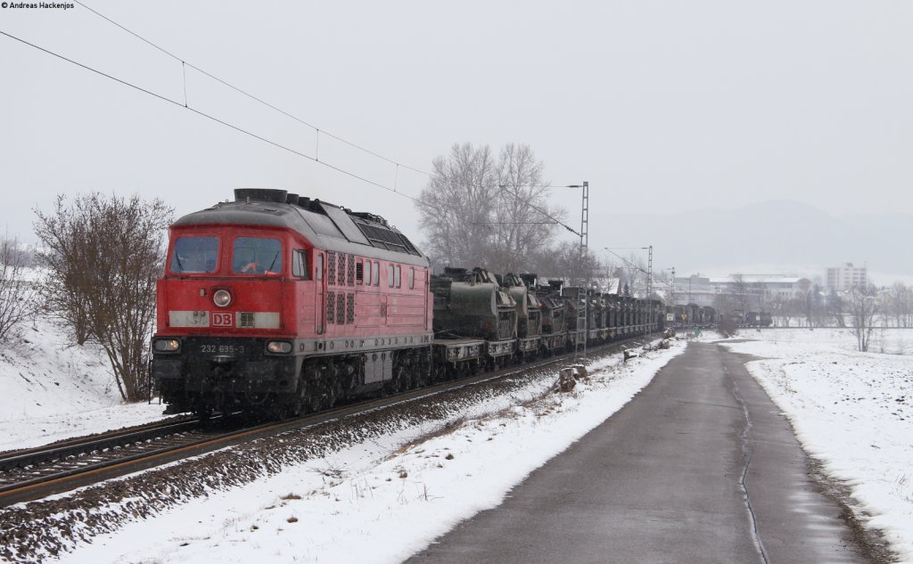 232 635-3 mit dem M 62800 (Kornwestheim Rbf-Immendingen) bei Weilheim 26.3.13
