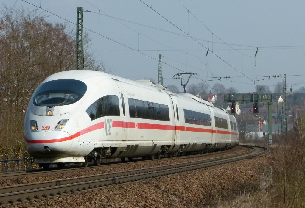 406 083 (Limburg an der Lahn) ist als ICE 9554 Frankfurt (Main) - Paris Est am 23.03.2012 in Kaiserslautern Pfaffwerk