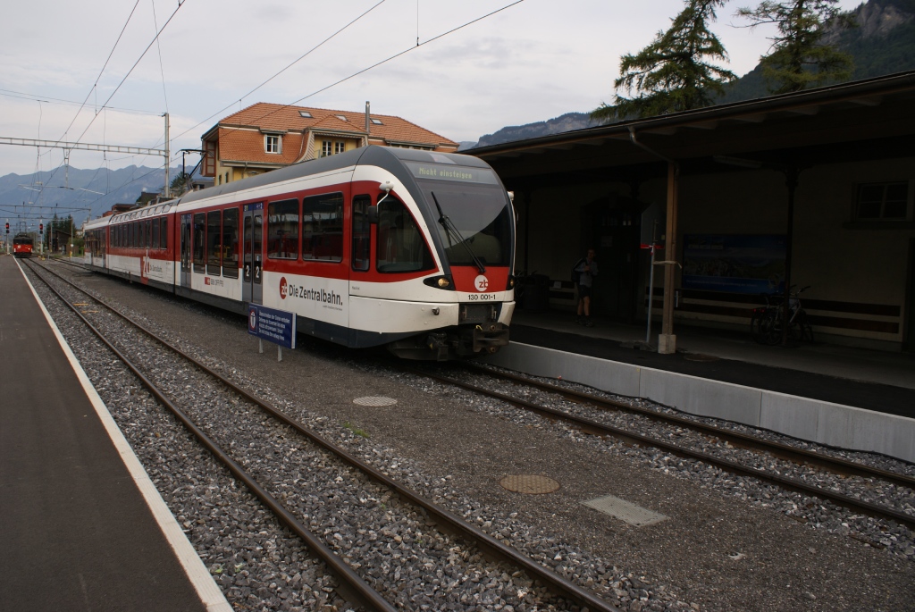 Am 20.8.10 steht der ABe 130 001-1 in Meiringen.