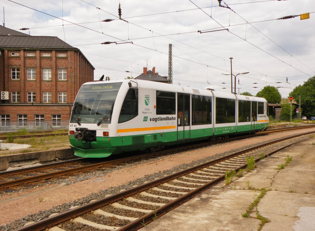 Am 27.Mai 2012 war VT40 der VBG in Zwickau Hbf auf dem Weg nach Zwickau Zentrum.