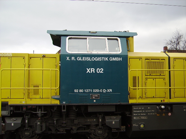 Aufschrift der XR 02 einer Vossloh G1000BB am  05.02.11