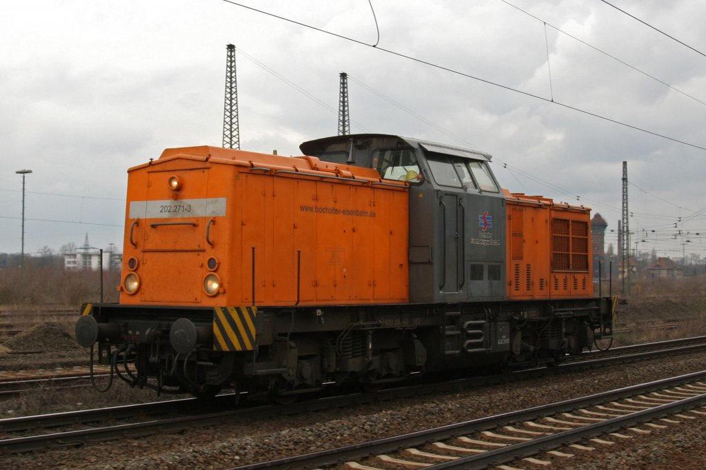 Bochholder Eisenbahn 202 271 fhrt am 12.3.10 durch Duisburg-Bissingheim