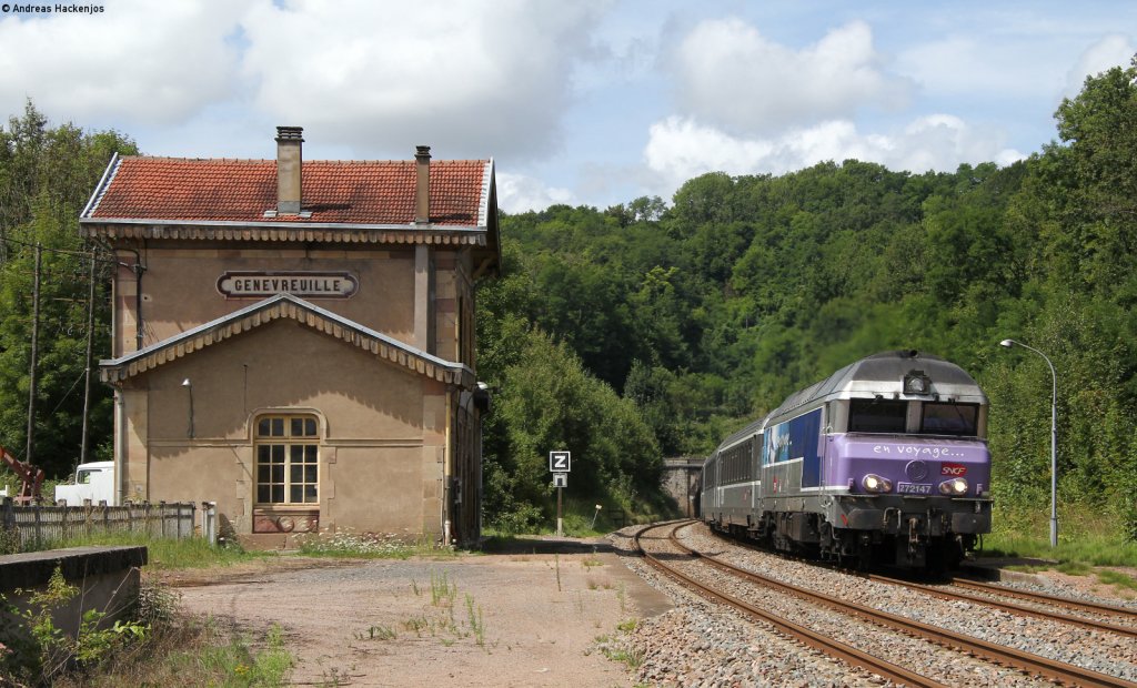 CC 72174 mit dem CIC 1643 (Paris Est-Belfort) ca +150 in Genevreuille 16.8.12