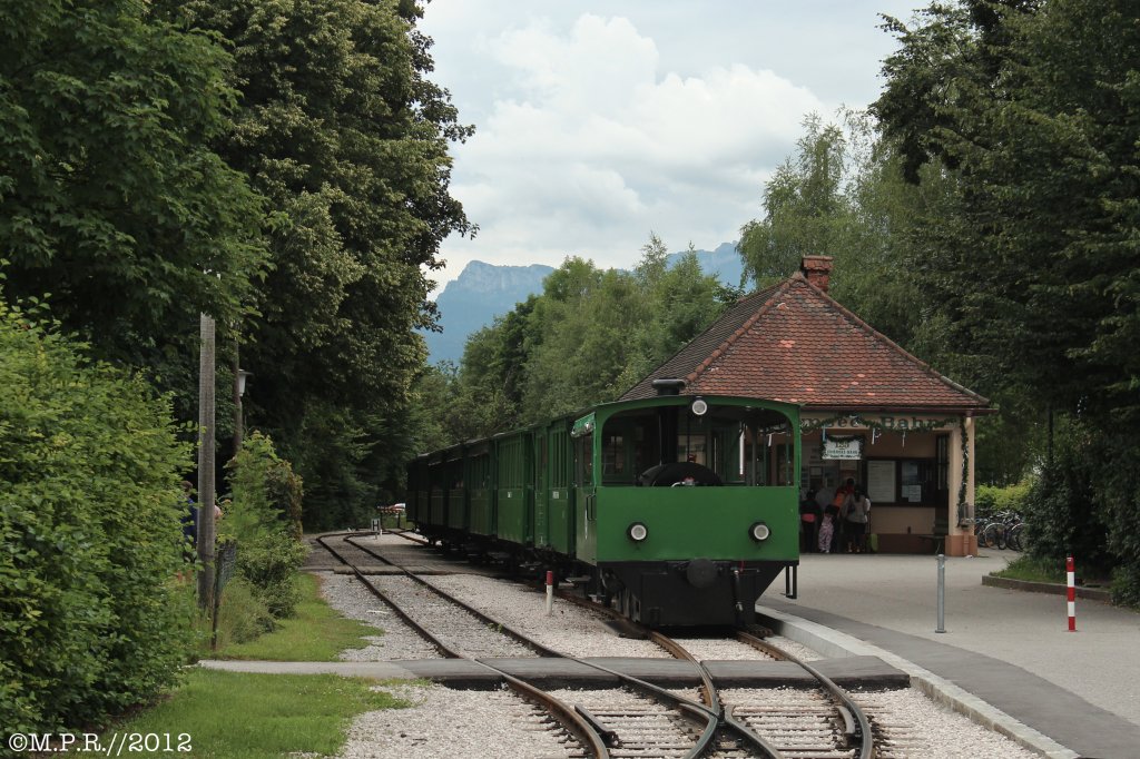Chiemseebahn am 10.7.2012 im Bahnhof von Prien a. Chiemsee.