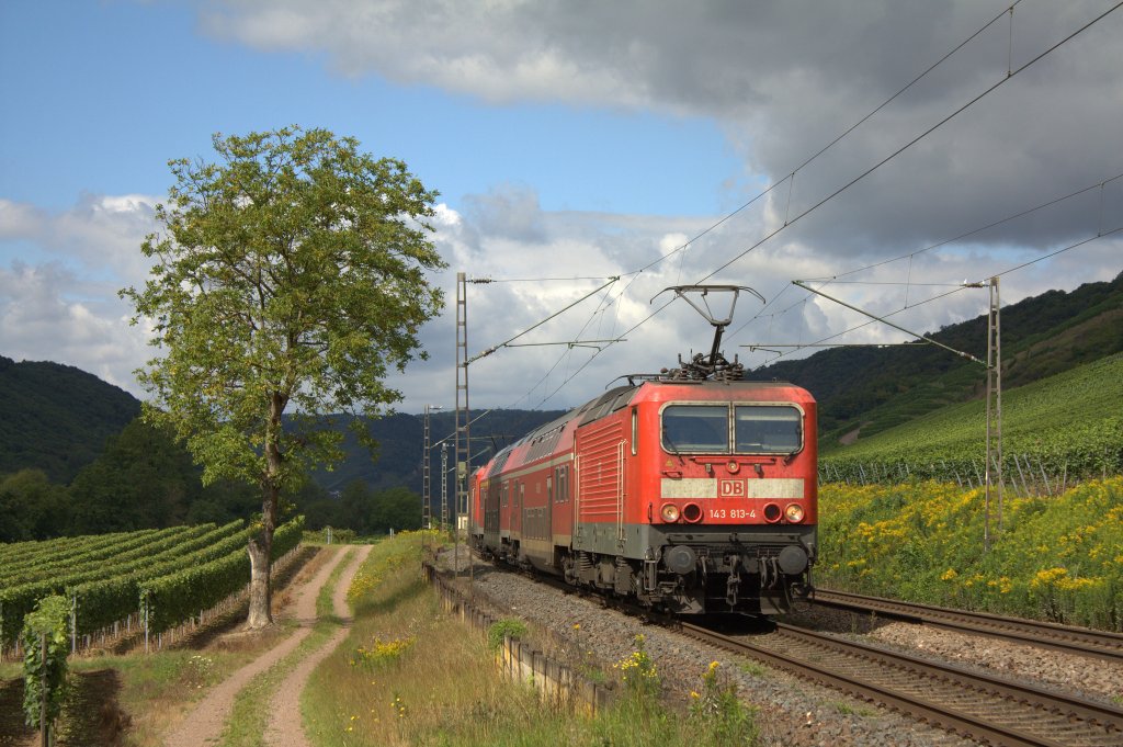 Die 143 813-4 fuhr am 07.08.2011 durch Pommern.
