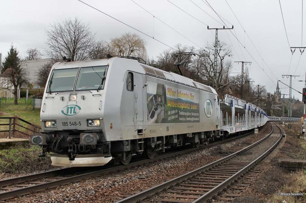 Die 185 548 von ITL fuhr mit einem leeren Gterzug durch Dresden-Cotta. 01.02.2013