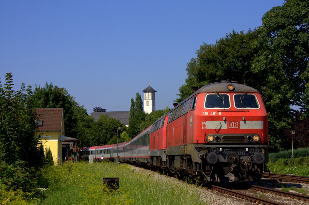 Die 218 491 am 24.07.2012 in Lindau-Aeschach.