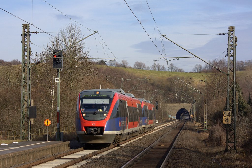 Die Euregiobahn 643 211 fuhr am 21.02.2012 durch Eilendorf.