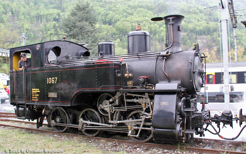 Die HG 3/3 1067 der Ballenbergbahn in Interlaken am 10. Mai 2010. 