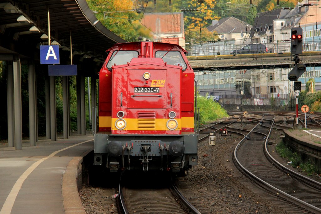 EBM 202 330-7 mit 212 376-8 am 19.10.2012 in Wuppertal Hbf.