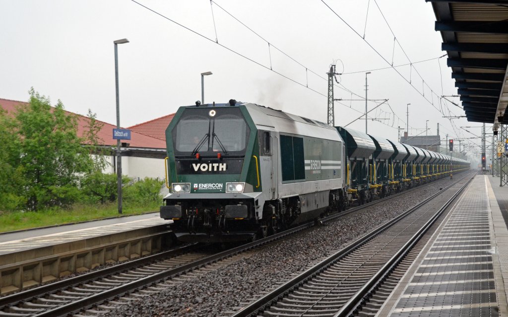 Eine Enercon-Maxima rollte am Morgen des 01.06.13 mit einem leeren Schotterzug durch Delitzsch Richtung Leipzig. 