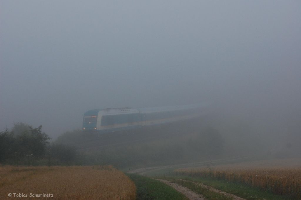 Eine unbekannte 223 mit ALX351 von Nrnberg nach Prag am 26.07.2011 bei Mainshof. Leider war an dem Tag ziemlich dichter Nebel