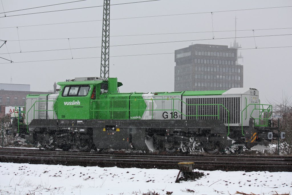 Eine Vossloh G18 am 24.2.13 abgestellt in Mönchengladbach Hbf