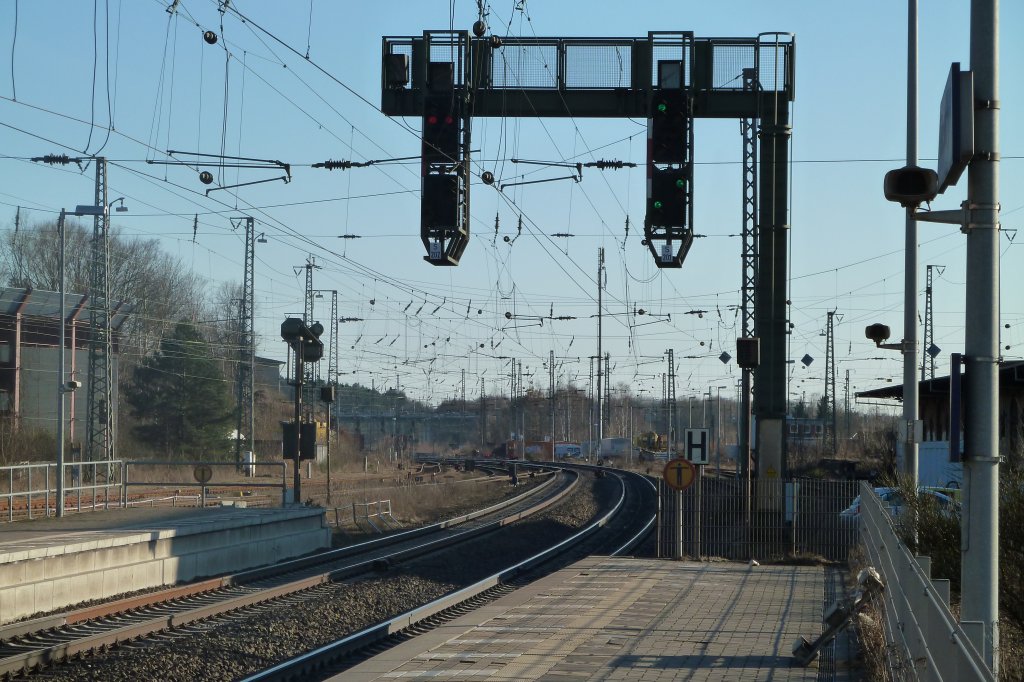 Gleis 1 im Lneburger Hauptbahnhof, am 7.3.2011