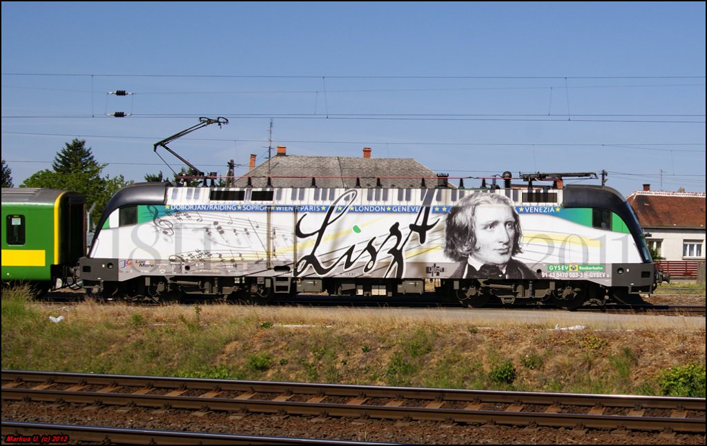 GySEV 470 503  Franz Liszt  fhrt mit Zug 9127 nach Sopron. Szombathely, 18.05.2012