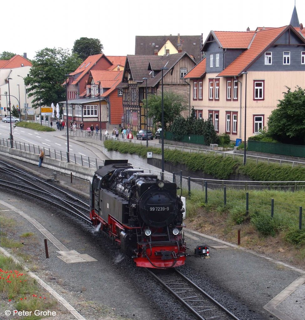 HSB 99 7239-8 setzt ins BW um, Jubilumsveranstaltung   125 Jahre Schmalspurbahnen im Harz  , HSB Harzer Schmalspurbahnen, fotografiert im Bhf. Wernigerode am 09.06.2012