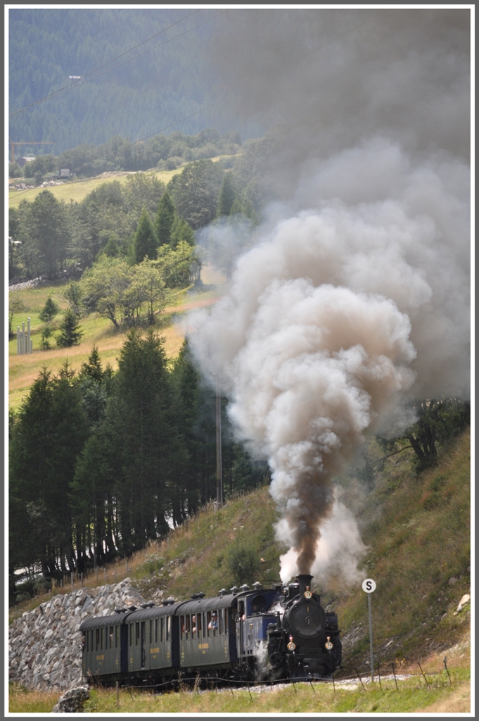 Impressionen aus Oberwald. DFB Zug 160 mit HG 3/4 1 auf der Fahrt nach Gletsch. (21.07.2011)