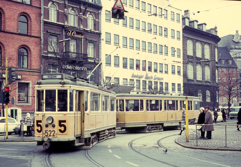Kbenhavn / Kopenhagen KS SL 5 (Tw 522) Nrre Voldgade / Frederiksborggade im Mrz 1970.