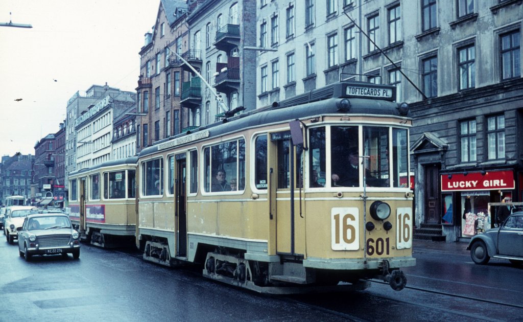Kbenhavn / Kopenhagen SL 16 (Tw 601) Nrrebrogade im Februar 1970.