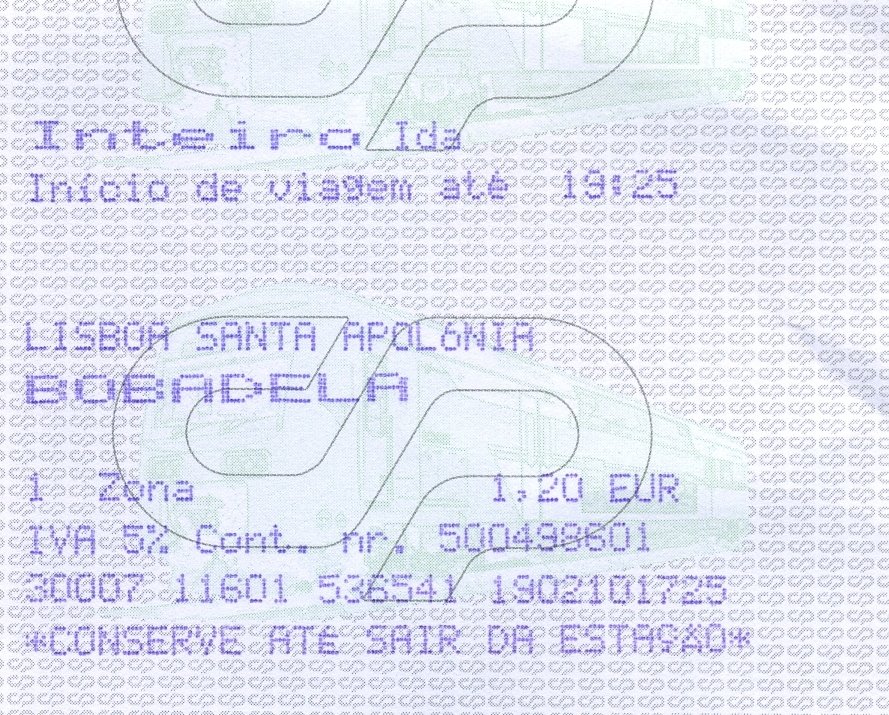 Lissabon, 19.02.2010, Fahrkarte f�r eine einfache Fahrt von Lisboa Santa