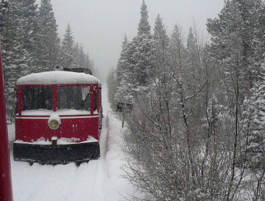 Lok 11 mit einem Bahndienstzug bei der Haltestelle Mountain View, 19.Mrz 2010.