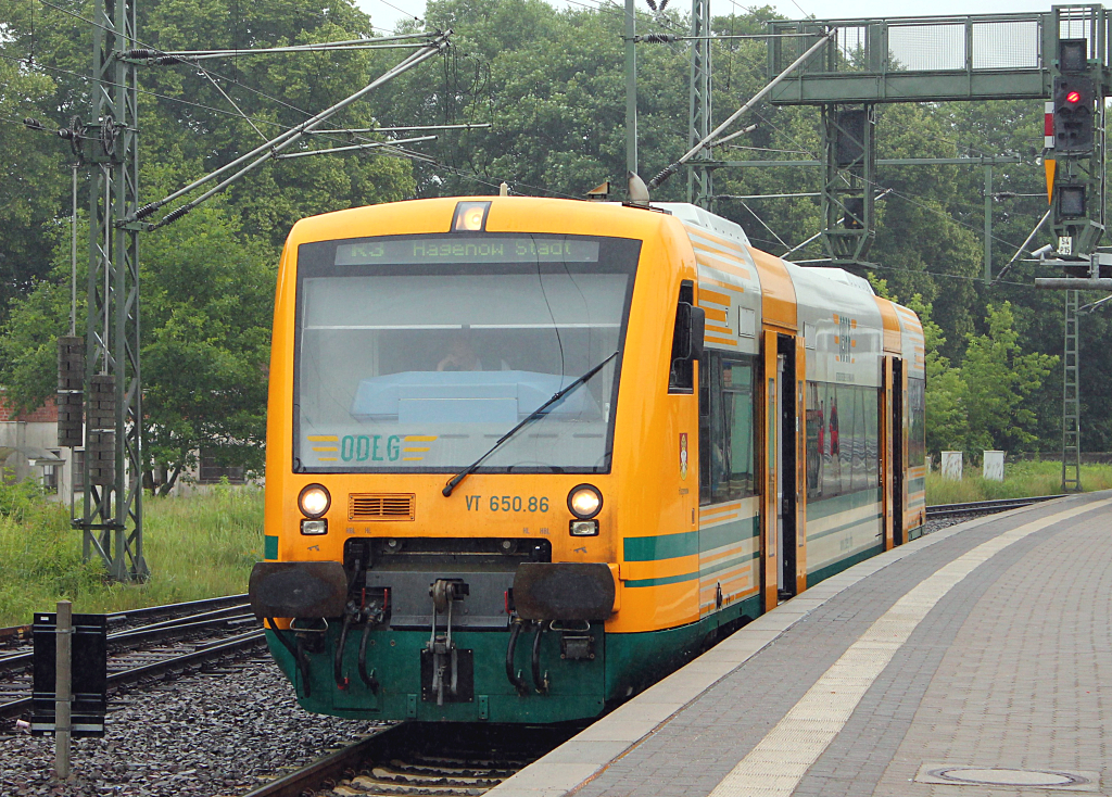 ODEG VT 650.86  Hagenow  (650 086-1) als R 3 von Neustrelitz nach Hagenow Stadt in Ludwigslust am 29.06.2013