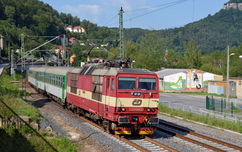 Otik alias 371 004 zog am 02.07.13 den CNL 457 durch Knigstein Richtung Decin.