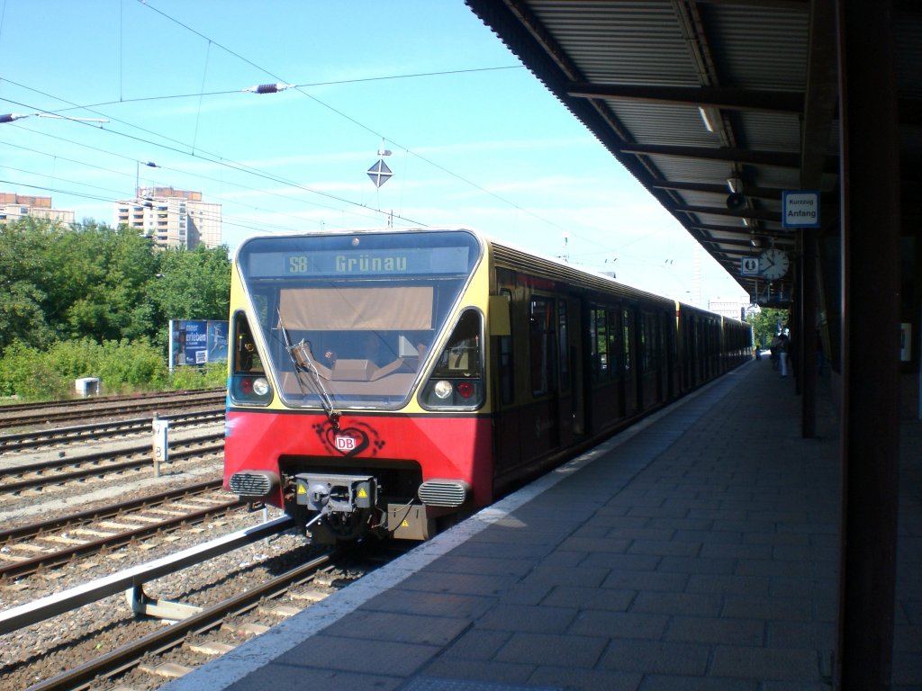 The S-Bahn line 8 to the station Grünau Greifswalderstraße. (automatically