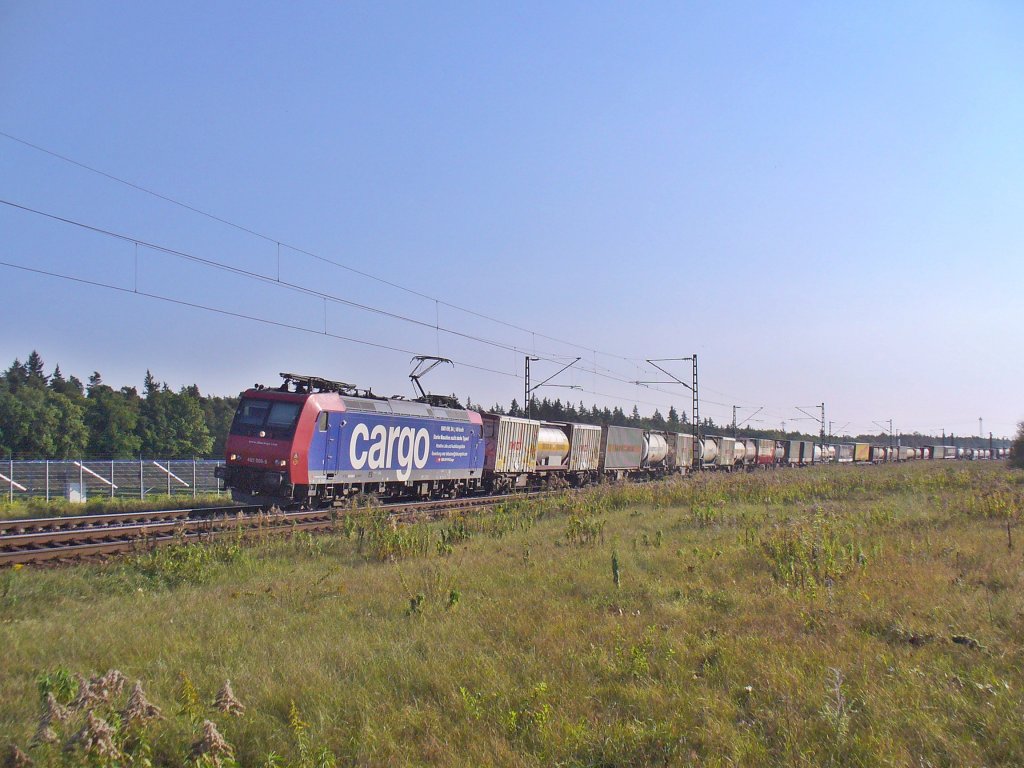SBB Cargo Re 482 009-8 zieht einen Containerzug am 04.10.2011 bei Waghusel in Richtung Mannheim

