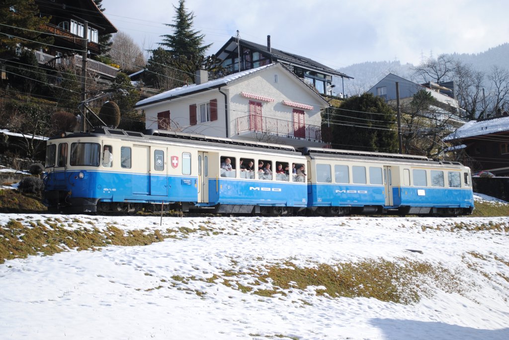 Train spcial Montreux-Blonay-Vevey et retour ABDe 8/8 4001  Blonay 07.02.2010