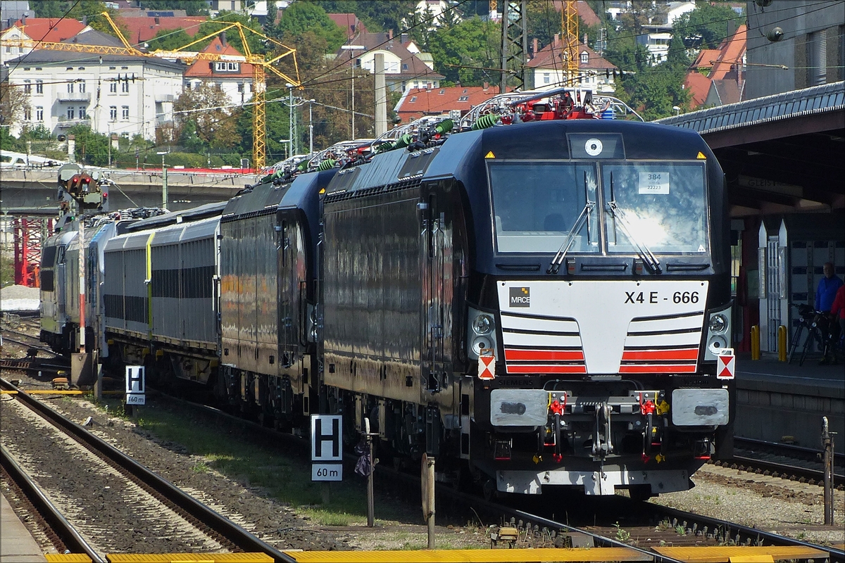  Vectron X4 E – 666 lief am Zugschluß des Lok Zuges kalt mit. Ulm den 05.09.2017   (Jeanny)