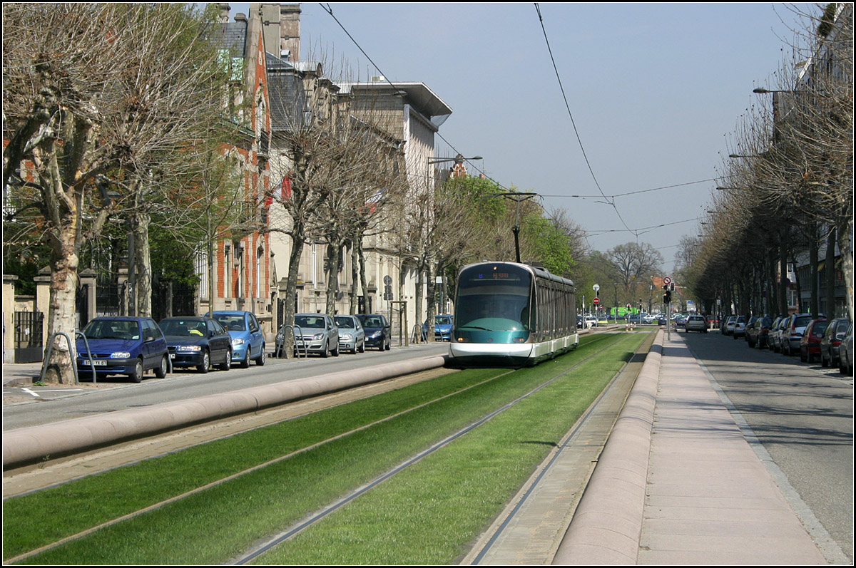 . Vorbildlich - 

...gestaltete Straßenbahntrasse in der Avenue de la Paix, nördlich der Station Parc d. Contades, Linie B. 

Straßburg, 21.04.2006 (M)