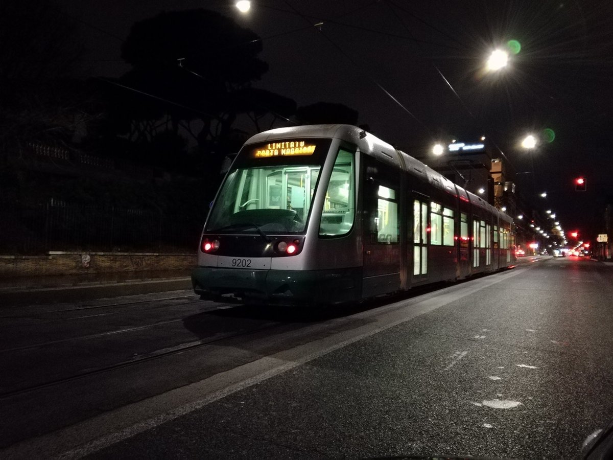 02 feb 2019, tram ATAC 9202 is running in via Labicana, near the Colosseum