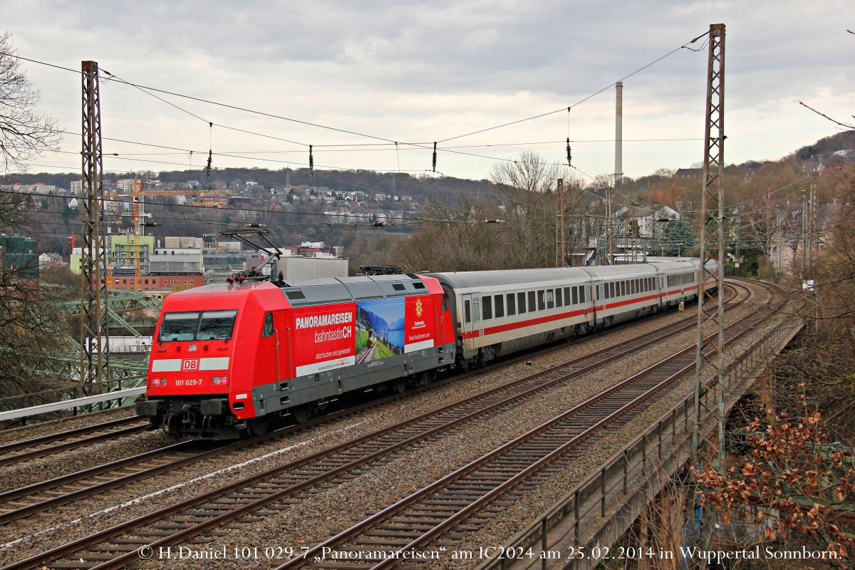 101 029-7  Panoramareisen  am IC2024 (Passau-Hamburg) am 25.02.2014 in Wuppertal Sonnborn.