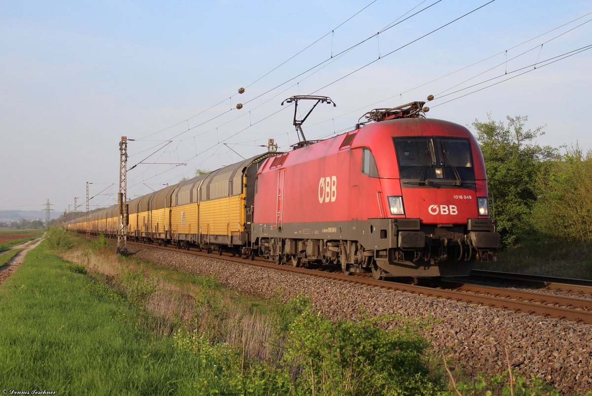 1016 049 ÖBB mit einem geschlossenem Altmannzug bei Nörten-Hardenberg am 19.04.2018