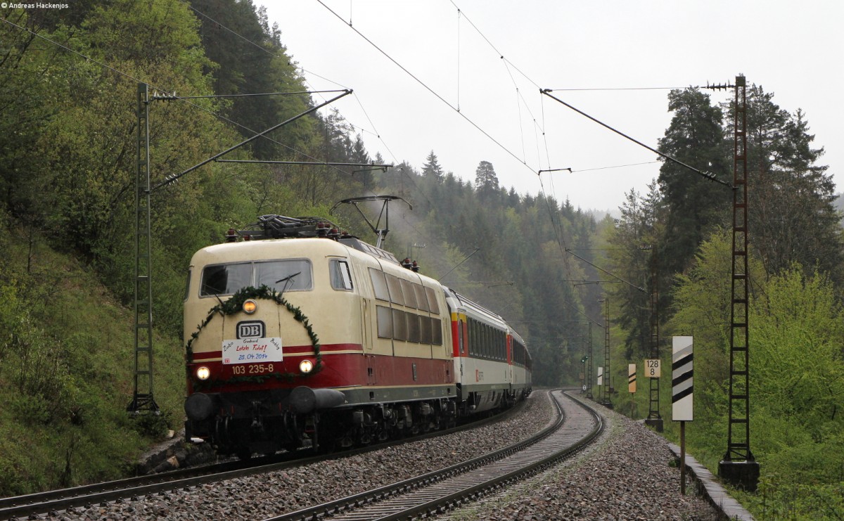 103 235-8 mit dem IC 280 (Zürich HB-Stuttgart Hbf) bei Talmühle 28.4.14