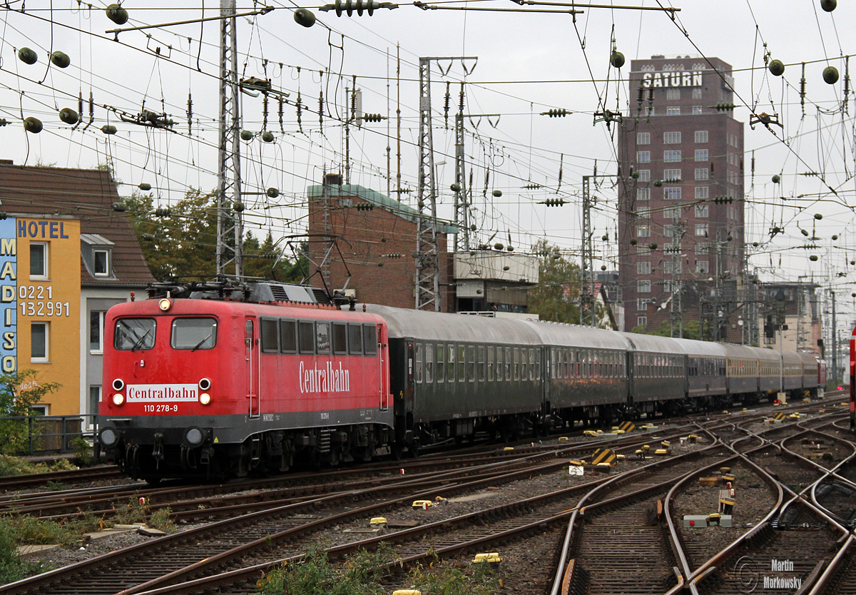 110 278 mit Centralbahn Sonderzug nach Lauenbrück in Köln Hbf am 07.10.2016