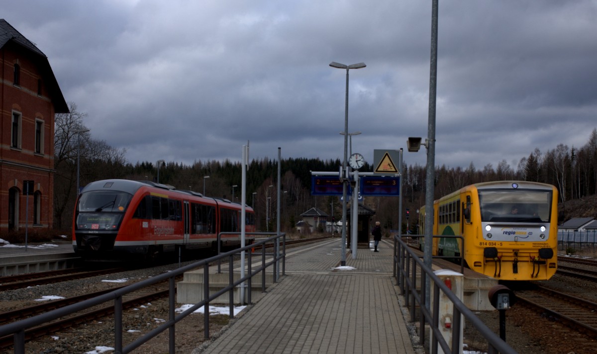 11.02.2014 Blick auf den Bahnhof Johanngorgenstadt  14:26 Uhr