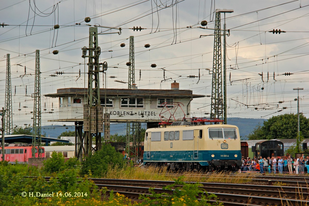 111 001-4 bei der Lokparade am 14.06.2014 im DB Museum Koblenz Lützel.