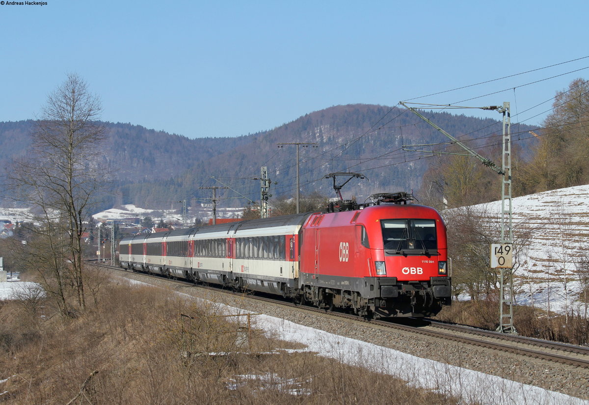 1116 091 mit dem IC 185/RE 50185 (Stuttgart Hbf-Zürich HB/Singen(Htw)) bei Tuttlingen 5.2.19