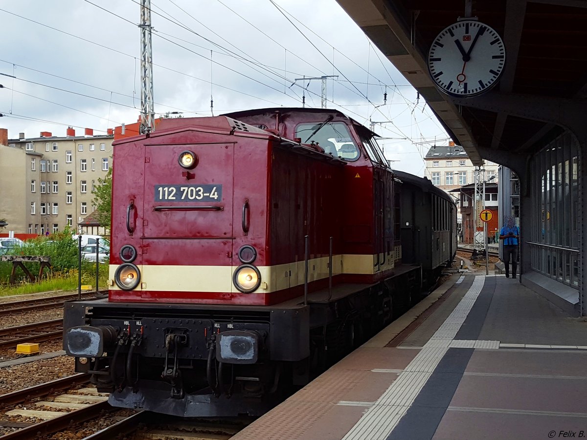 112 703-4 (203 230-8 MTEG) in Stralsund am Hauptbahnhof am 05.08.2016