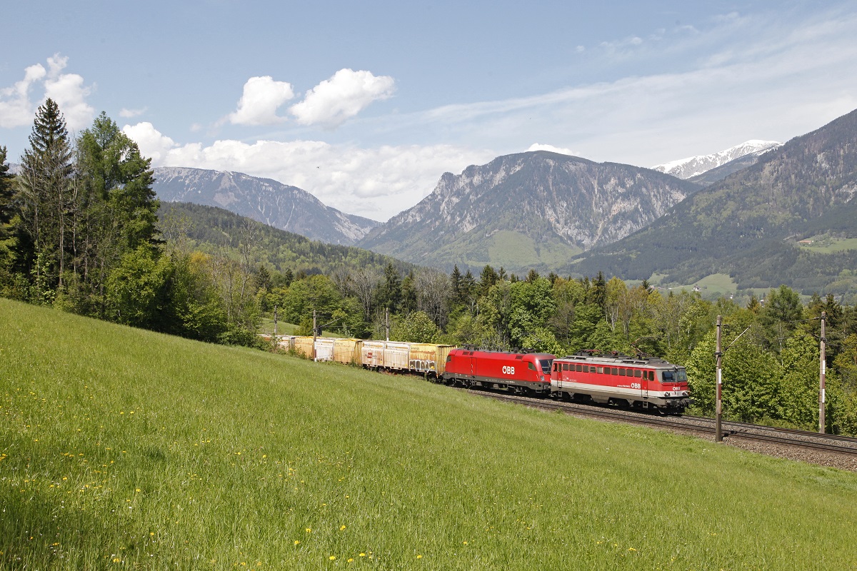 1142 640 + 1116.. mit Güterzug bei Eichberg am 11.05.2017.