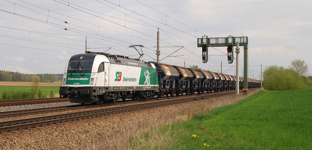 1216 960 (Steiermarkbahn) mit Duslo-Zug bei Mammendorf (21.04.2014)
